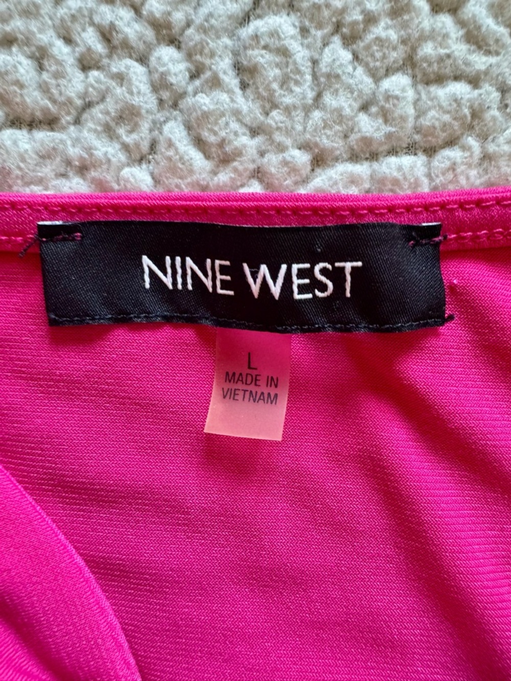 Nine West Hot Pink Twist Neck Sleeveless Blouse Top Size Large - Picture 5 of 9